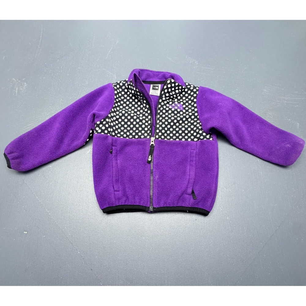 The North Face Girls Toddler 3T Purple Polka Dot Fleece Jacket Full Zip Outdoor